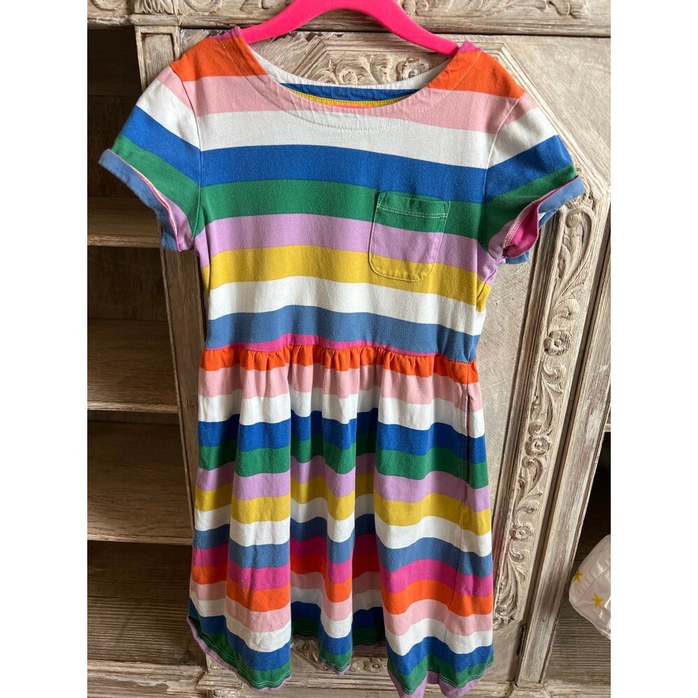 Mini Boden Rainbow Stripe Dress 9-10
